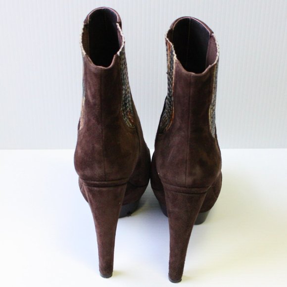Rachel Zoe Brown Audrey Suede and Snakeskin Platform Ankle Boot Shoes size US 10 - Picture 7 of 12